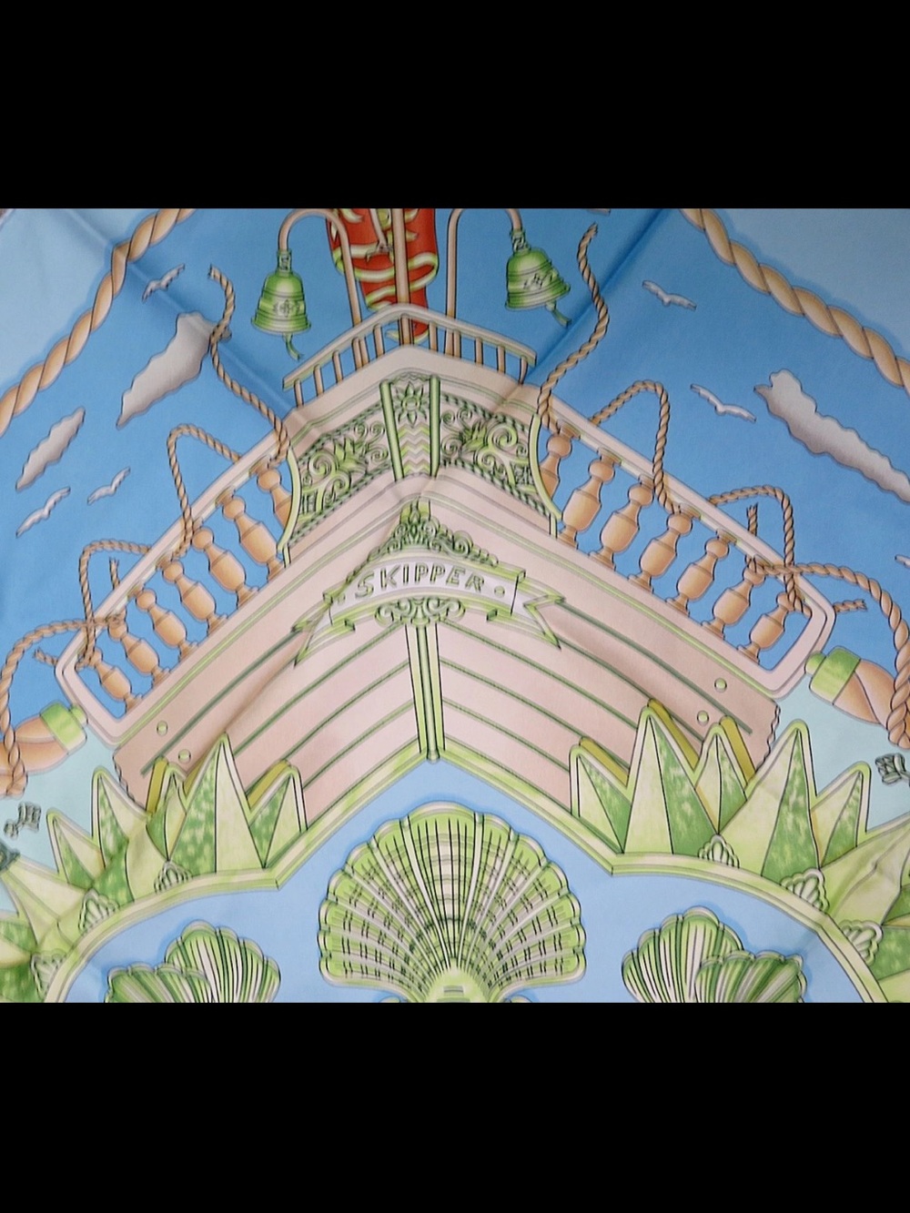 Hermes Pale Blue and Green Silk Nautical Square Scarf - Picture 10 of 16